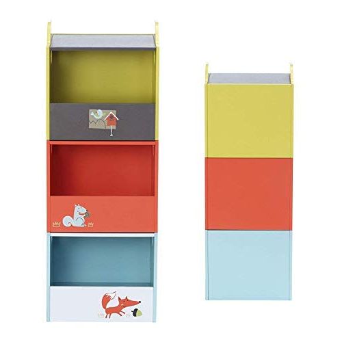 labebe - Storage Bins, Toy Wooden Storage Cubes Box, Kid Toy Organizer and Storage for 1-5 Years Old, 3 Toy Stacking Bins, Cube Useful Stackable Storage Bins, Toy Box Container as