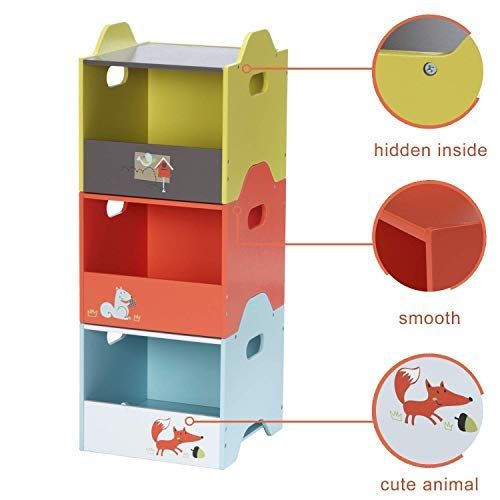  labebe - Storage Bins, Toy Wooden Storage Cubes Box, Kid Toy Organizer and Storage for 1-5 Years Old, 3 Toy Stacking Bins, Cube Useful Stackable Storage Bins, Toy Box Container as