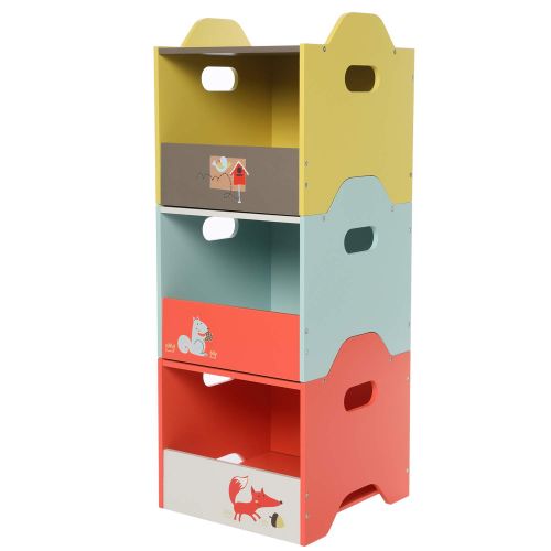  labebe - Storage Bins, Toy Wooden Storage Cubes Box, Kid Toy Organizer and Storage for 1-5 Years Old, 3 Toy Stacking Bins, Cube Useful Stackable Storage Bins, Toy Box Container as