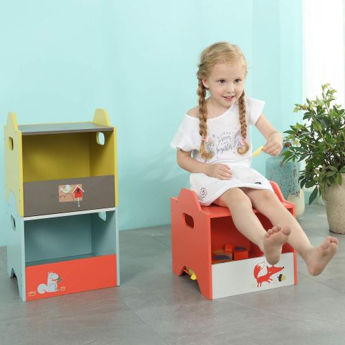  labebe - Storage Bins, Toy Wooden Storage Cubes Box, Kid Toy Organizer and Storage for 1-5 Years Old, 3 Toy Stacking Bins, Cube Useful Stackable Storage Bins, Toy Box Container as