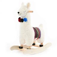 labebe - Baby Rocking Horse Wooden, Plush Stuffed Rocking Animals White, Kid Ride on Toys for 1-3 Years Old, Llama Rocking Horse for Girl&Boy, Toddler/Infant Rocker for Nursery, Ki