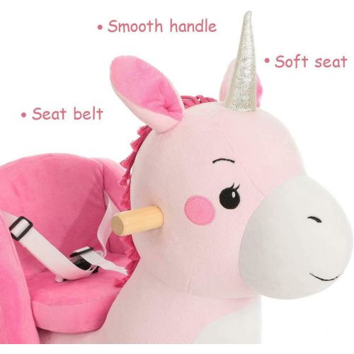  Labebe Child Rocking Horse Toy, Pink Rocking Horse Plush, Unicorn Rocker Toy for Kid 1-3 Years, Stuffed Animal Rocker ToyChild Rocking Toy for GirlWooden Rocking Horse PinkRocke