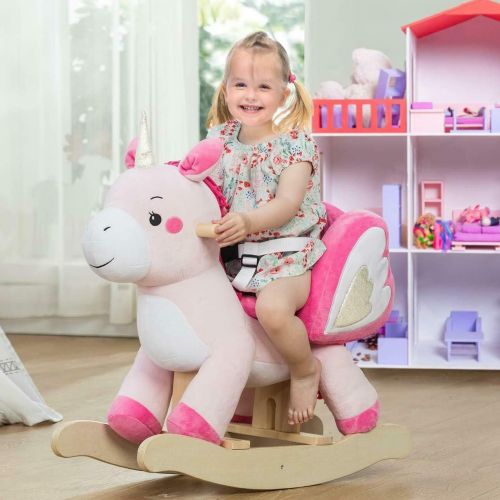  Labebe Child Rocking Horse Toy, Pink Rocking Horse Plush, Unicorn Rocker Toy for Kid 1-3 Years, Stuffed Animal Rocker ToyChild Rocking Toy for GirlWooden Rocking Horse PinkRocke