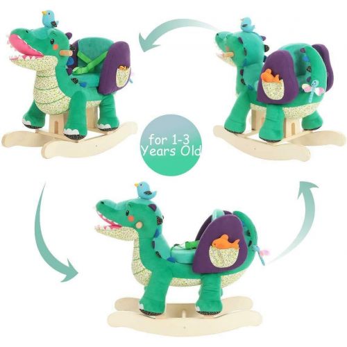  Labebe Child Rocking Horse Toy, Stuffed Animal Rocker, Green Crocodile Plush Rocker Toy for Kid 1-3 Years, Wooden Rocking Horse ChairChild Rocking ToyOutdoor Rocking HorseRocker