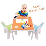 Labebe Wooden Activity Table Chair Set, Orange Owl Toddler Table for 1-5 Years, Baby Table Set/Toddler Play Table/Baby Activity Table/Kid Table Cover/Kid Table Toy/Table/Toddler Ta