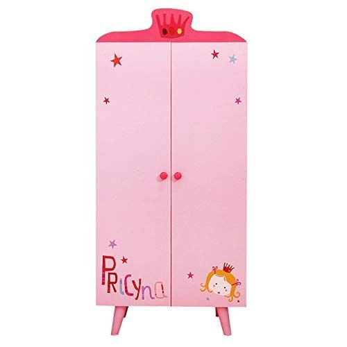  Labebe labebe Wood Wardrobe Closet, Pink Wardrobe Closet with 5 Separated Shelves, Big Enough for Girl! Easy to Assemble Wood Wardrobe, Baby Wardrobe Girl