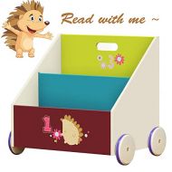 Labebe Kid Bookshelf with Wheels, Green Hedgehog Wood Bookshelf for Kid 1 Year Up, Baby Bookshelf/Child Bookshelf/Toddler Bookshelf/Kid Book Storage/Kid Room Bookshelf/Kid Book Rac