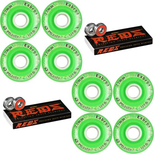  Labeda WHEELS Inline Hockey DYNASTY 3 72mm X-SOFT Green 8-Pack Bones Reds