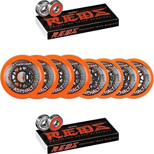  Labeda Asphalt Inline Roller Hockey Wheels 72mm  80mm Hilo Orange 85A Bones Reds