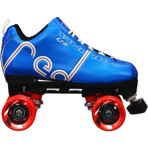  New! Labeda Voodoo U3 Quad Roller Speed Skates Customized Blue Skate w Red Dart Wheels!