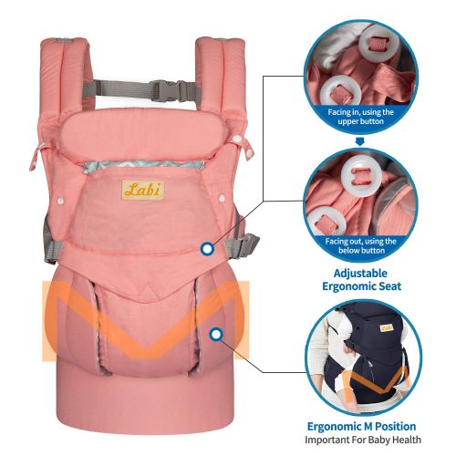  Labi Premium Cotton Baby Carrier with Adjustable Bucket Seat, Ergonomic All Position Baby Backpack with...