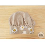 Lacarpebavarde Chef Hat kitchen - fried egg - child Hat - Adjustable Hat - Cook - from 3 years - adult toque Hat - Easter