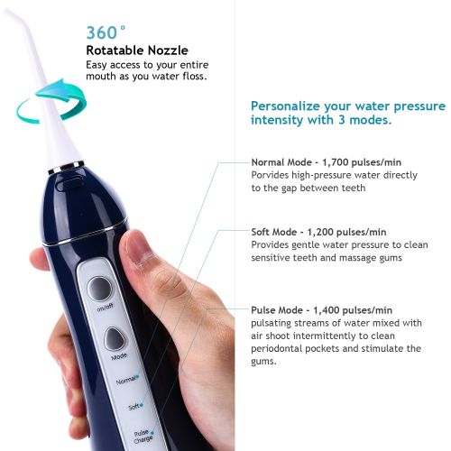  [아마존 핫딜]  [아마존핫딜]Lachen Elektrische Munddusche Kabellos, Aufladbar und Tragbar fuer Reise, Oral Irrigator Dental Water Flosser mit 220ml Wassertank 3 Druckmodi 5 verschiedene Duesen fuer Zahnpflege, a