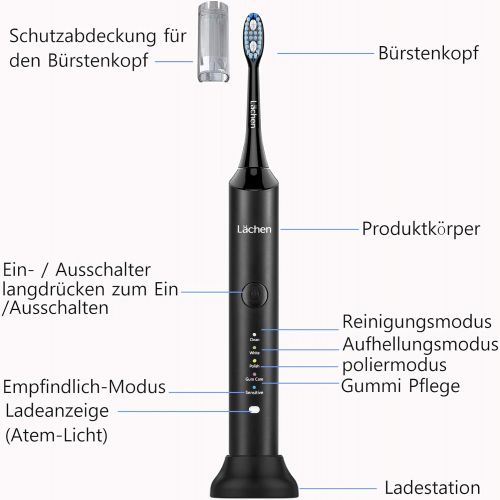  Lachen RM H9 Double Pack Electric Toothbrush Sonic Toothbrush, 5 Modes with 10 Replacement Brush Heads