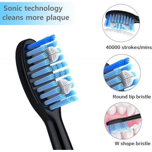  Lachen RM H9 Double Pack Electric Toothbrush Sonic Toothbrush, 5 Modes with 10 Replacement Brush Heads
