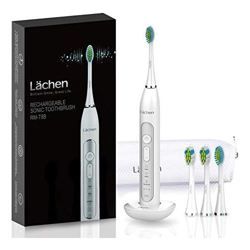  Lachen electric sonic toothbrush, sonic toothbrush with 4 toothbrush heads and timer, 3 modes & 3 vibration strengths, with travel bag