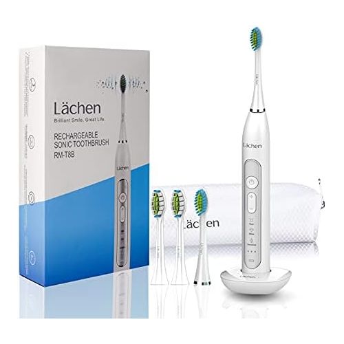  Lachen electric sonic toothbrush, sonic toothbrush with 4 toothbrush heads and timer, 3 modes & 3 vibration strengths, with travel bag
