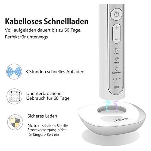  Lachen electric sonic toothbrush, sonic toothbrush with 4 toothbrush heads and timer, 3 modes & 3 vibration strengths, with travel bag