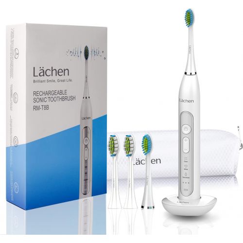  Lachen electric sonic toothbrush, sonic toothbrush with 4 toothbrush heads and timer, 3 modes & 3 vibration strengths, with travel bag