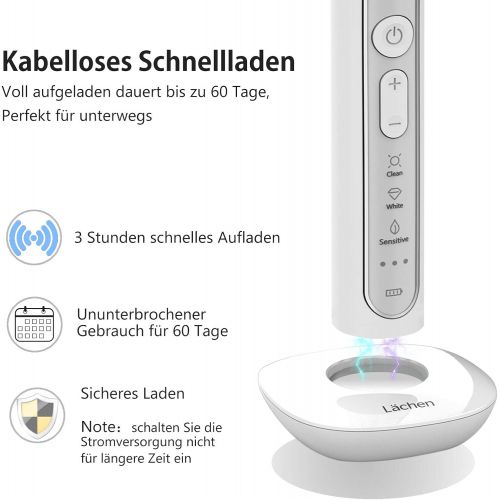  Lachen electric sonic toothbrush, sonic toothbrush with 4 toothbrush heads and timer, 3 modes & 3 vibration strengths, with travel bag