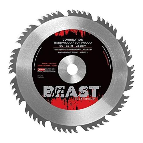  [아마존베스트]Lackmond Beast Combination Saw Blades - 12 Wood Cutting Tool with 60 Teeth For Ripping and Crosscutting & 1 Arbor - WCOMB12060