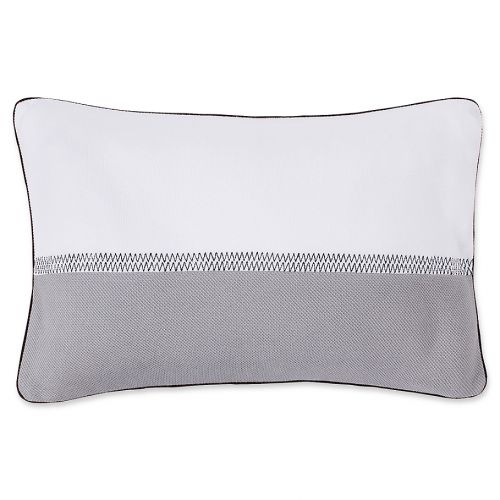 라코스테 Lacoste Embroidery Line Oblong Throw Pillow in Alloy Grey