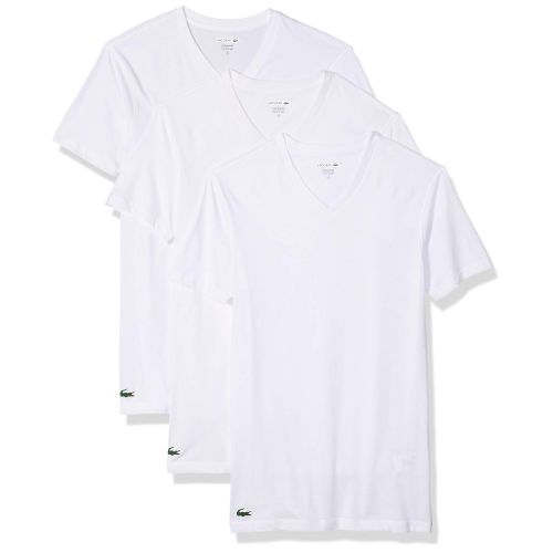 라코스테 Lacoste Mens 100% Cotton V-Neck T-Shirt, 3 Pack