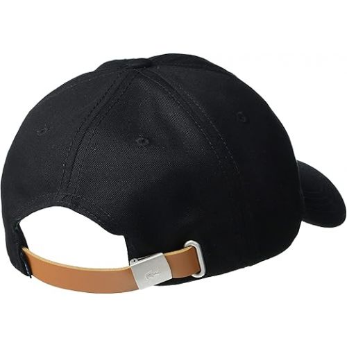 라코스테 Lacoste Men's Big Croc Twill Adjustable Leather Strap Hat