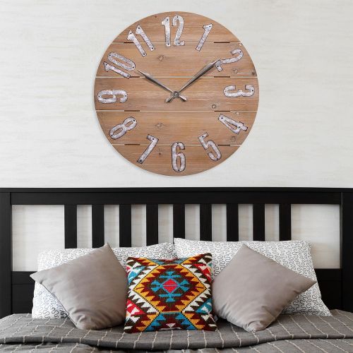  Lacrosse 404-3960W 23.5 Inch Rustic Wood Quartz Wall Clock