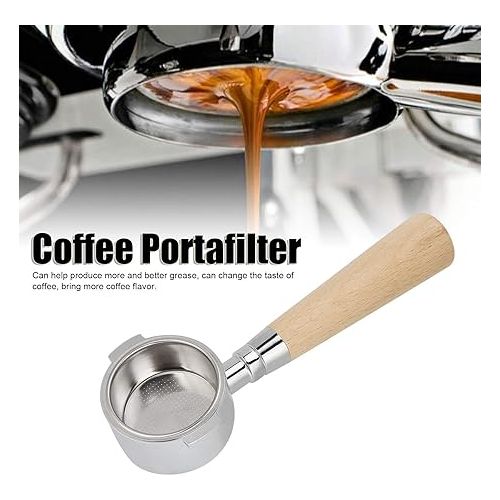  51mm Coffee Bottomless Portafilter Filter Handle Replacement Accessories Fit for Delonghi Coffee Machine(51mm beech two ears)