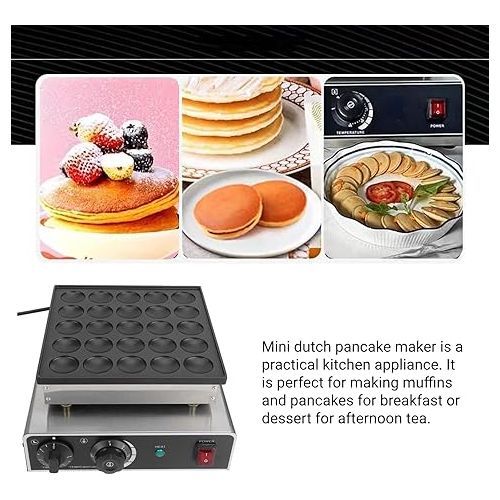  Mini Dutch Pancake Maker,Waffle Pancakes Maker Machine 950W 25 Holes Nonstick Electric Dorayaki Maker Machine for Bakery Home Kitchen Restaurant Bar (12.99X12.68X6.69Inch)