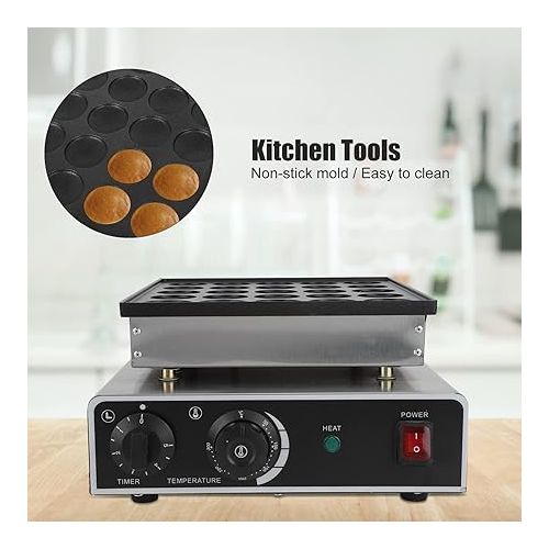  Mini Dutch Pancake Maker,Waffle Pancakes Maker Machine 950W 25 Holes Nonstick Electric Dorayaki Maker Machine for Bakery Home Kitchen Restaurant Bar (12.99X12.68X6.69Inch)