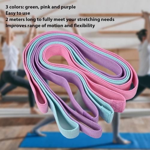  Ladieshow Yoga Stretch Belt Yoga Strap 3 Colors Elastic Safe Fitness Resistance Band for Pull Ups Squats 6.5ft