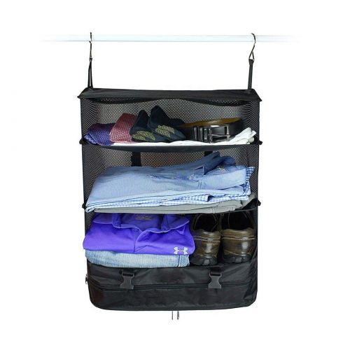  Ladiy Multi-Function Foldable Travel Hanging Bag Three-Layer Luggage Storage Pouch Space Saver Bags