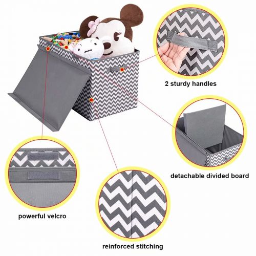  [아마존베스트]LadyRosian Toy Chest - 2 Bin Collapsible Storage Organizer with Flip-Top Lid for Kids Playroom, Box Stores Stuffed Animals, Home Organization for Nursery, Playroom, Closet，Large (G