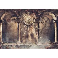 Laeacco Retro Clock Gothic Backdrop 10x8ft Vinyl Photography Background Rose Ivy Arch Architecture Building Stone Wall Fantasy Scene Wedding Parties Backdrops
