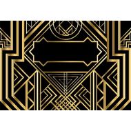 Laeacco Golden Abstract Geometric Vintage Background 10x8ft Art Deco Pattern Photography Background 3D Ornament Modern Style Backdrops Wedding Parties Black Background
