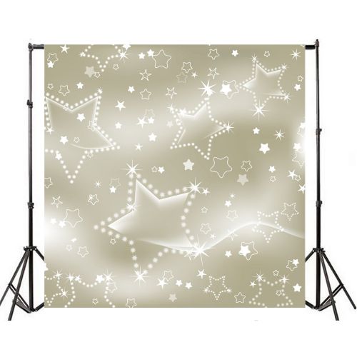  Laeacco Vinyl 8x8ft Photography Background Stars Light Wave Brilliant Silver Starry Background Hot Chocolate Fantasy Christmas Festive Cartoon Background Children Girls Birthday Pa