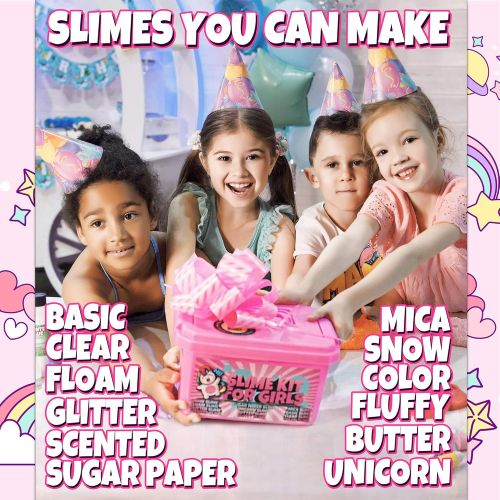  [아마존베스트]Slime Kit for Girls - 2 in 1 - DIY Slime Making Kit PLUS Slime Supplies Kit - All-Inclusive [57 Pieces Set] DIY Slime Kit With Instant Snow, Clear Glue, Foam Balls, Slime Glue, Whi