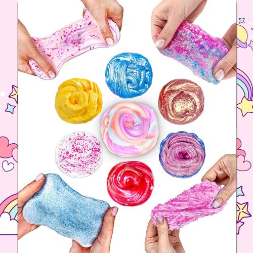  [아마존베스트]Slime Kit for Girls - 2 in 1 - DIY Slime Making Kit PLUS Slime Supplies Kit - All-Inclusive [57 Pieces Set] DIY Slime Kit With Instant Snow, Clear Glue, Foam Balls, Slime Glue, Whi