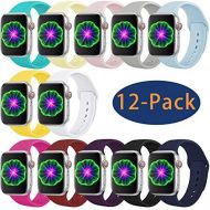 [아마존베스트]Laffav Compatible with Apple Watch Band 38mm 40mm, for Women Men, Silicone Sport Replacement Band Compatible with iWatch Series 3, Series 4, Series 2, Series 1, 12-Pack, Medium/Lar