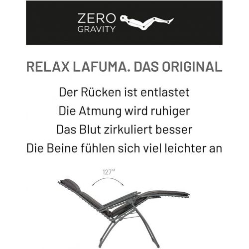  Lafuma Relax-Liegestuhl, Klappbar und verstellbar, Mit Schnuersystem, RSXA, Batyline, schwarz