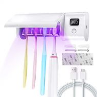 LagomLF Toothbrush Sanitizer, Toothbrush Sanitizer and Holder-4 Toothbrush Slots, UV Toothbrush Sterilizer for Bathroom, Wireless Wall Mount Toothbrush Holder Fits Electric, Ordinary Tooth