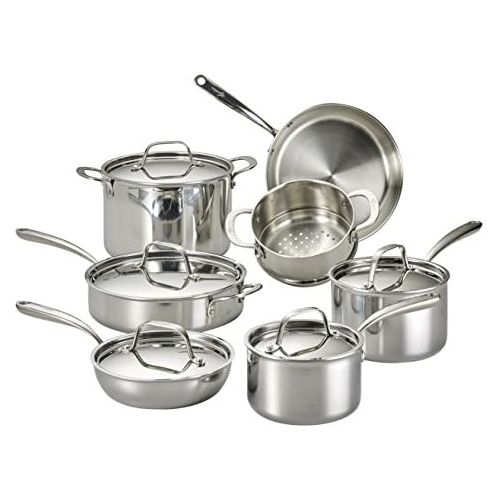  [아마존베스트]Lagostina Q940SC64 Tri-Ply Stainless Steel Multiclad Dishwasher Safe Oven Safe Metal Lid Cookware Set , 12-Piece, Silver