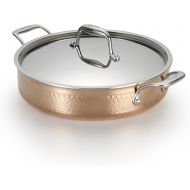 Lagostina Q5544764 Martellata Tri-ply Hammered Stainless Steel Copper Dishwasher Safe Oven Safe Stockpot  Casserolle Cookware, 5-Quart, Copper