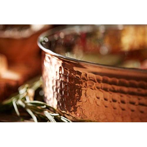  Lagostina Q5544764 Martellata Tri-ply Hammered Stainless Steel Copper Dishwasher Safe Oven Safe Stockpot  Casserolle Cookware, 5-Quart, Copper