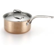 Lagostina Q5542364 Martellata Tri-ply Hammered Stainless Steel Copper Dishwasher Safe Oven Safe Saucepan Cookware, 2-Quart, Copper