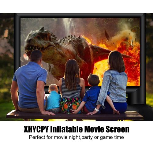  [아마존베스트]XHYCPY 16 Inflatable Outdoor Projector Movie Screen - Package with Rope, Blower + Tent Stakes - Great for Outdoor Backyard Pool Fun (16 feet)