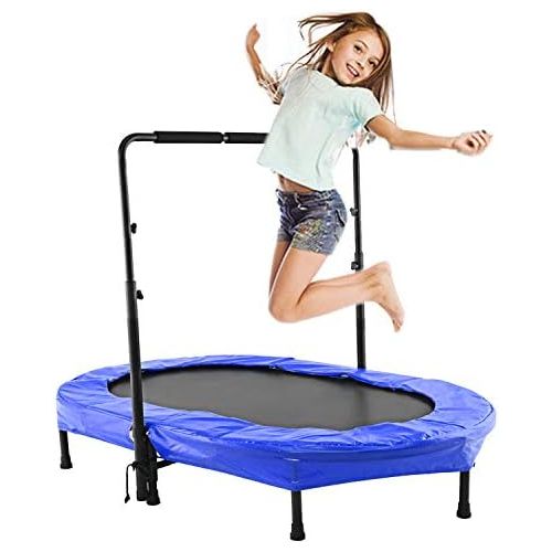  [아마존베스트]Laiozyen Fitness Trampoline Mini Foldable Trampoline, Height Adjustable Handle, Childrens Trampoline Garden Trampoline for Children Adults, Max up to 100 kg