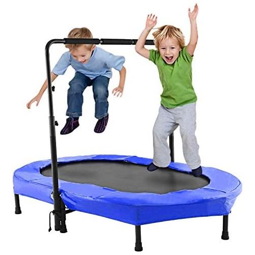  [아마존베스트]Laiozyen Fitness Trampoline Mini Foldable Trampoline, Height Adjustable Handle, Childrens Trampoline Garden Trampoline for Children Adults, Max up to 100 kg